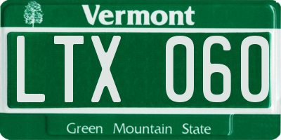 VT license plate LTX060
