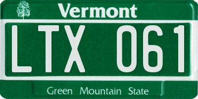 VT license plate LTX061