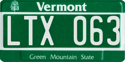 VT license plate LTX063