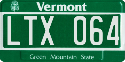 VT license plate LTX064