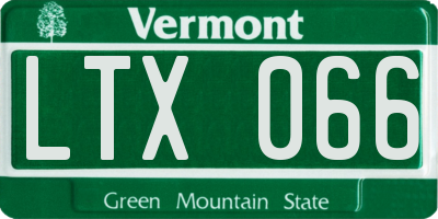 VT license plate LTX066