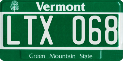 VT license plate LTX068