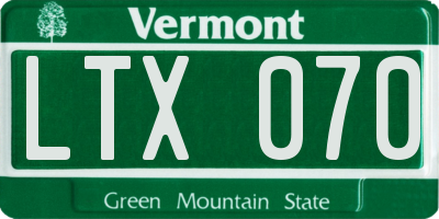 VT license plate LTX070