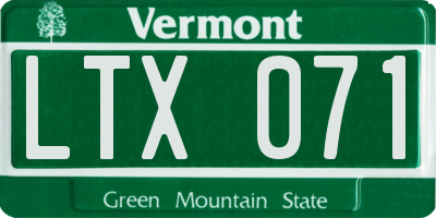 VT license plate LTX071