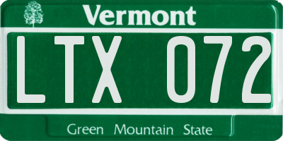 VT license plate LTX072