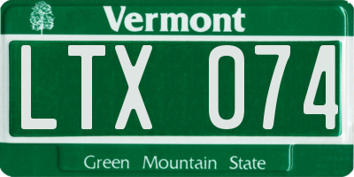 VT license plate LTX074