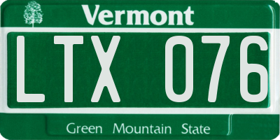 VT license plate LTX076
