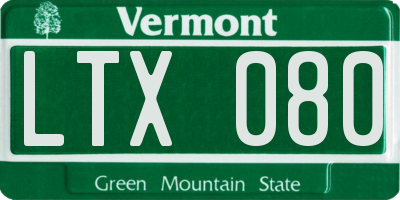 VT license plate LTX080