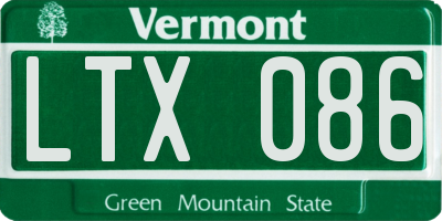 VT license plate LTX086