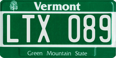 VT license plate LTX089