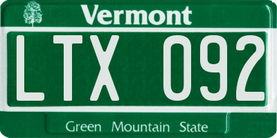 VT license plate LTX092