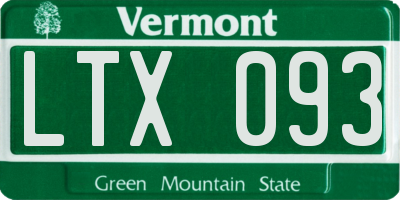 VT license plate LTX093