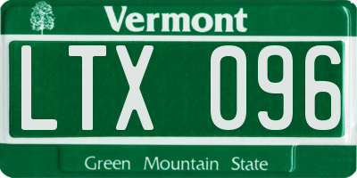 VT license plate LTX096