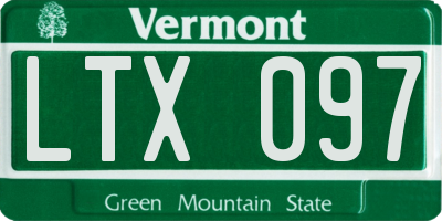 VT license plate LTX097