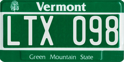 VT license plate LTX098