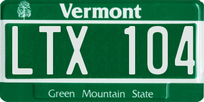 VT license plate LTX104