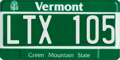 VT license plate LTX105