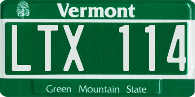 VT license plate LTX114