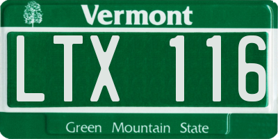 VT license plate LTX116