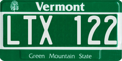 VT license plate LTX122