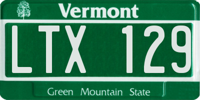 VT license plate LTX129