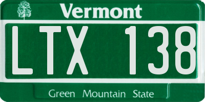 VT license plate LTX138