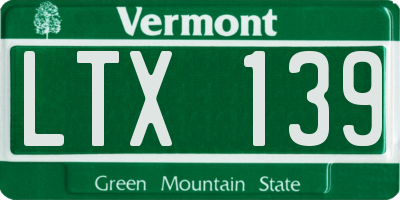 VT license plate LTX139