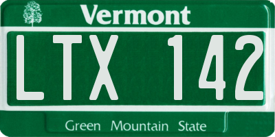 VT license plate LTX142