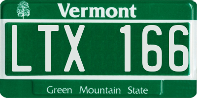 VT license plate LTX166