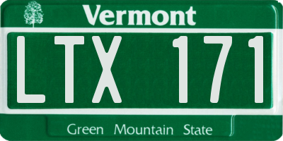 VT license plate LTX171