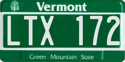VT license plate LTX172