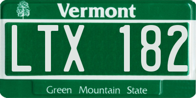 VT license plate LTX182