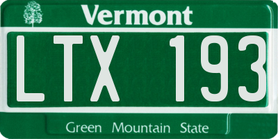 VT license plate LTX193