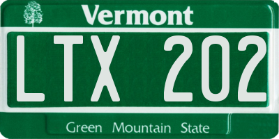 VT license plate LTX202