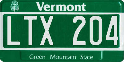 VT license plate LTX204