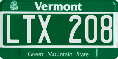 VT license plate LTX208