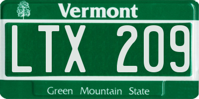 VT license plate LTX209