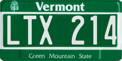 VT license plate LTX214