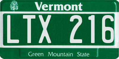 VT license plate LTX216