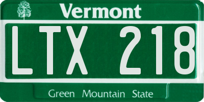 VT license plate LTX218