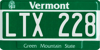 VT license plate LTX228