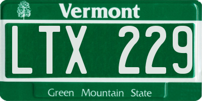 VT license plate LTX229