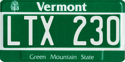 VT license plate LTX230