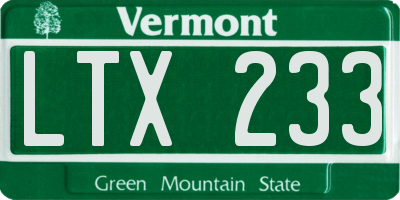 VT license plate LTX233