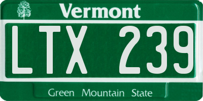 VT license plate LTX239