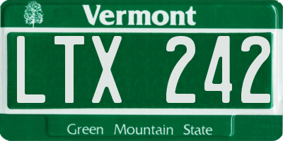 VT license plate LTX242