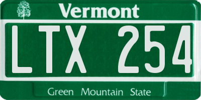 VT license plate LTX254