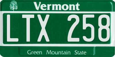 VT license plate LTX258