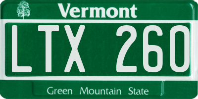 VT license plate LTX260