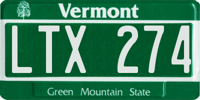 VT license plate LTX274